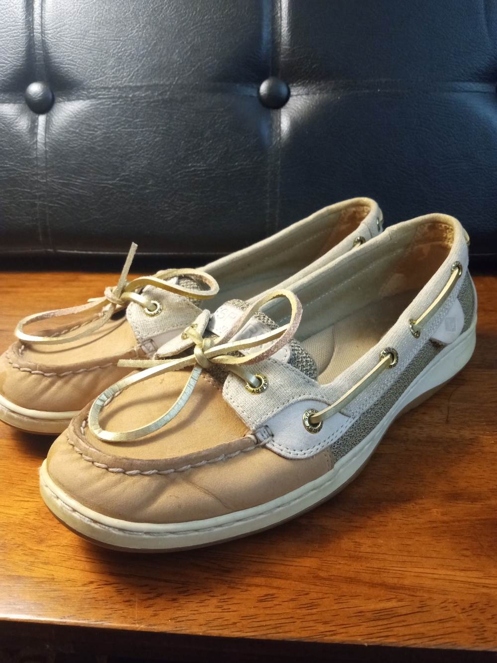 Sperry Two-Tone Tan and Cream Moccasin Boat Shoes